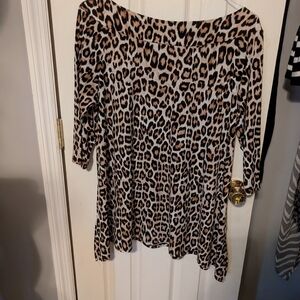 Chico's Leopard Print Tunic in Beige, Black & Brown